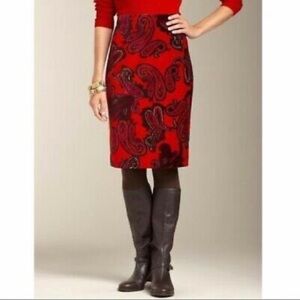 🎉HP🎉Talbots,Velvet Orange & Red Paisley Skirt, Excellent Condition, Size 6P